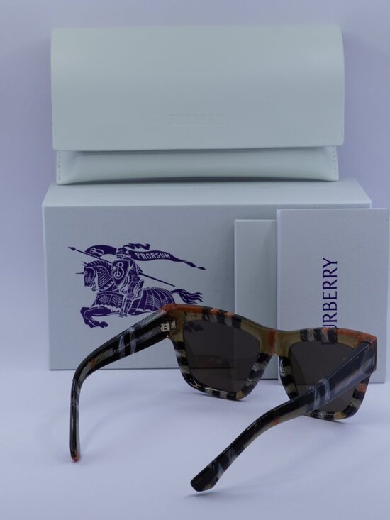 Burberry BE4449 4146/73 Cat Eye Sunglasses - Check Sand/Grey